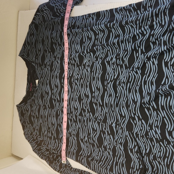 Fresh Produce Blue Black Seashore Asymmetric Ella Pocket 3/4 Sleeve Tunic Top - Picture 10 of 11